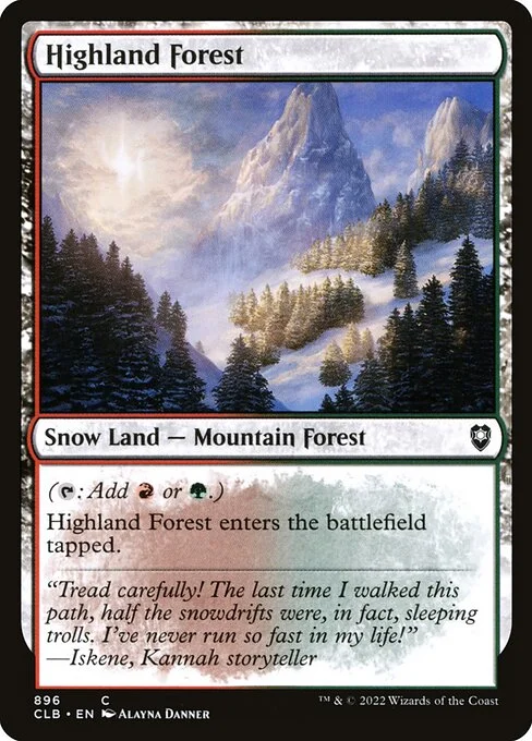 Highland Forest, carta Magic di tipo Snow Land — Mountain Forest illustrata da Alayna Danner
