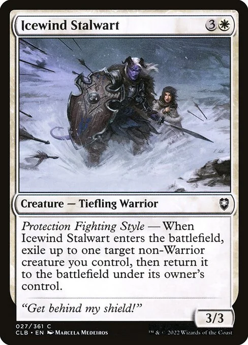 Icewind Stalwart, carta Magic di tipo Creature — Tiefling Warrior illustrata da Marcela Medeiros