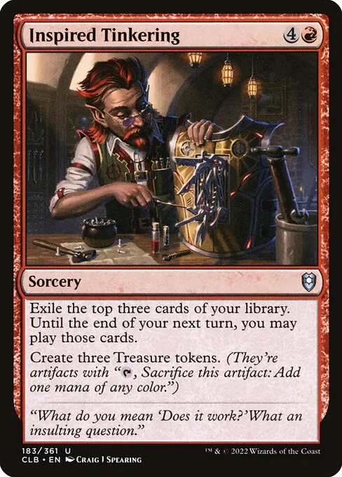 Inspired Tinkering, carta Magic di tipo Sorcery illustrata da Craig J Spearing