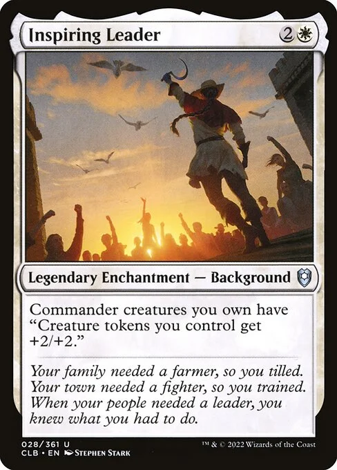 Inspiring Leader, carta Magic di tipo Legendary Enchantment — Background illustrata da Stephen Stark