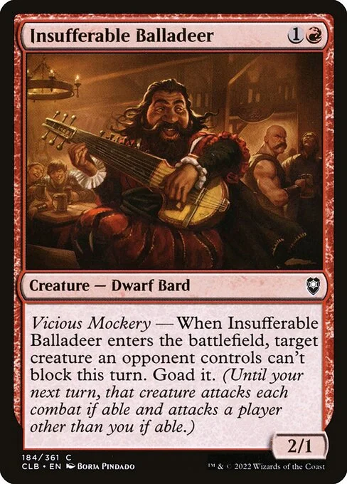 Insufferable Balladeer, carta Magic di tipo Creature — Dwarf Bard illustrata da Borja Pindado