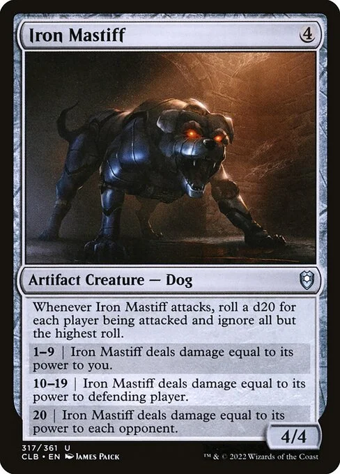 Iron Mastiff, carta Magic di tipo Artifact Creature — Dog illustrata da James Paick