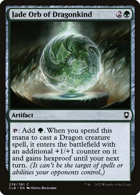 Jade Orb of Dragonkind, carta Magic di tipo Artifact illustrata da Olena Richards