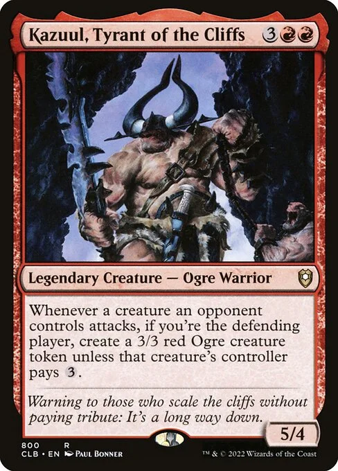 Kazuul, Tyrant of the Cliffs, carta Magic di tipo Legendary Creature — Ogre Warrior illustrata da Paul Bonner