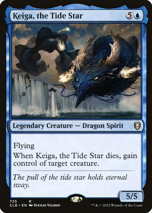 Keiga, the Tide Star, carta Magic di tipo Legendary Creature — Dragon Spirit illustrata da Svetlin Velinov