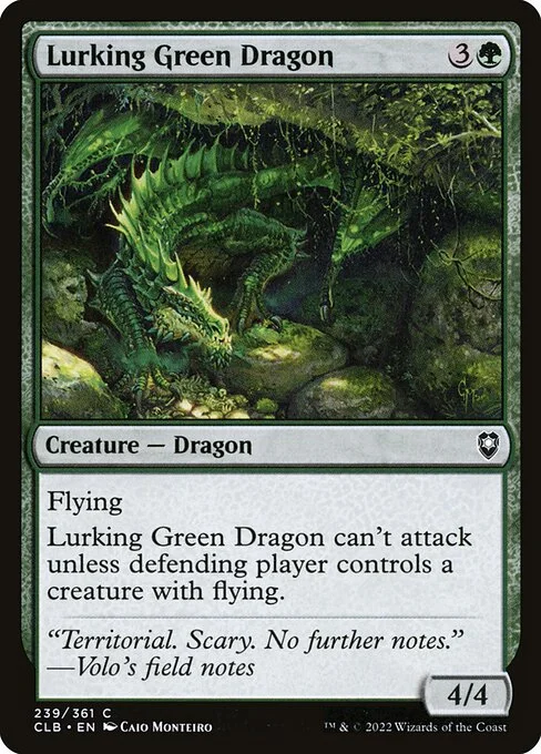 Lurking Green Dragon, carta Magic di tipo Creature — Dragon illustrata da Caio Monteiro