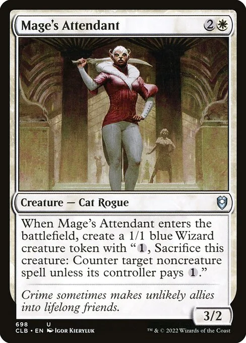 Mage's Attendant, carta Magic di tipo Creature — Cat Rogue illustrata da Igor Kieryluk