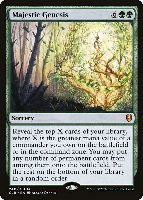 Majestic Genesis, carta Magic di tipo Sorcery illustrata da Alayna Danner
