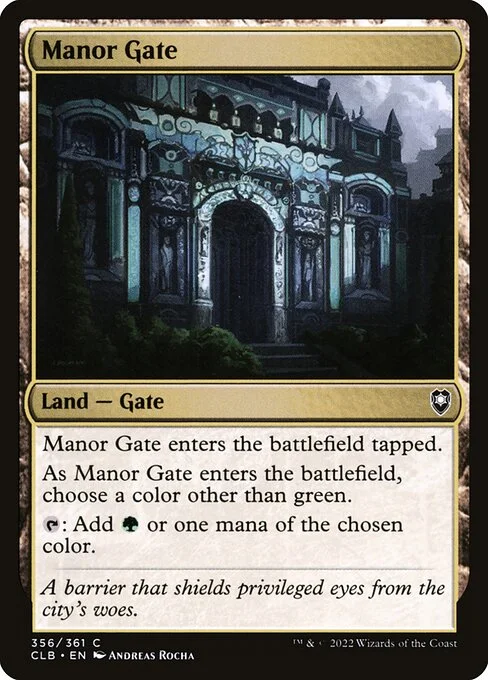 Manor Gate, carta Magic di tipo Land — Gate illustrata da Andreas Rocha