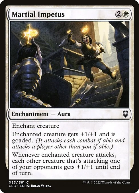 Martial Impetus, carta Magic di tipo Enchantment — Aura illustrata da Brian Valeza