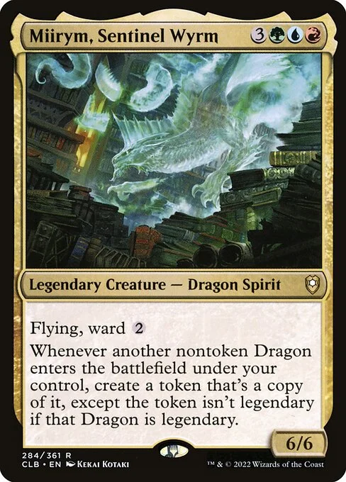 Miirym, Sentinel Wyrm, carta Magic di tipo Legendary Creature — Dragon Spirit illustrata da Kekai Kotaki