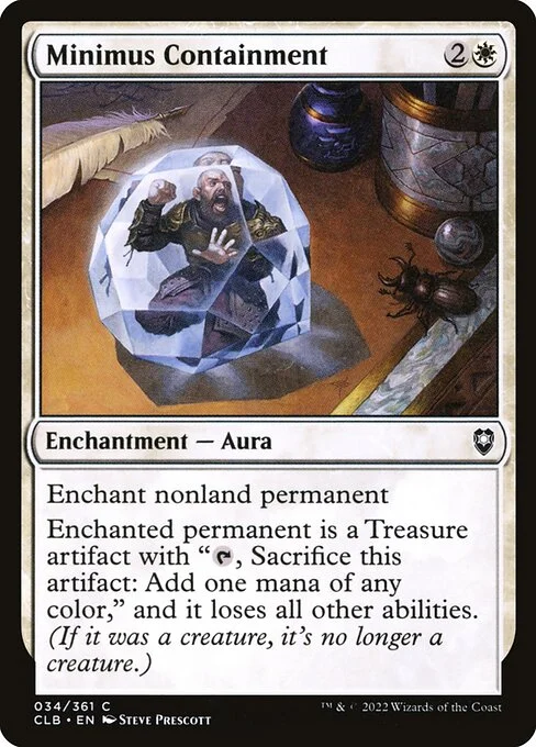 Minimus Containment, carta Magic di tipo Enchantment — Aura illustrata da Steve Prescott