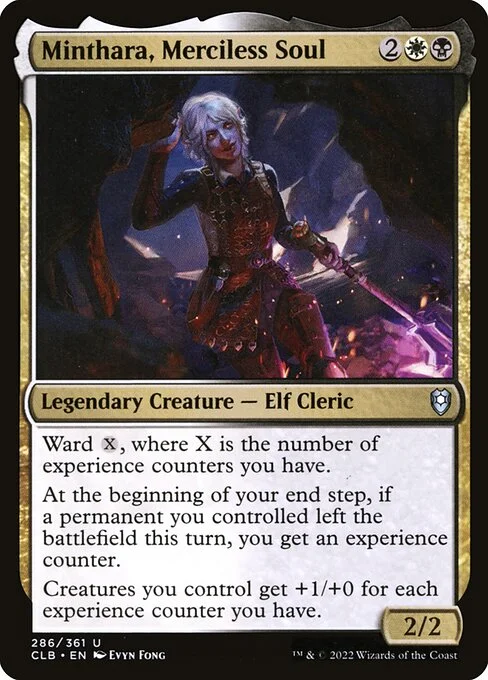 Minthara, Merciless Soul, carta Magic di tipo Legendary Creature — Elf Cleric illustrata da Evyn Fong
