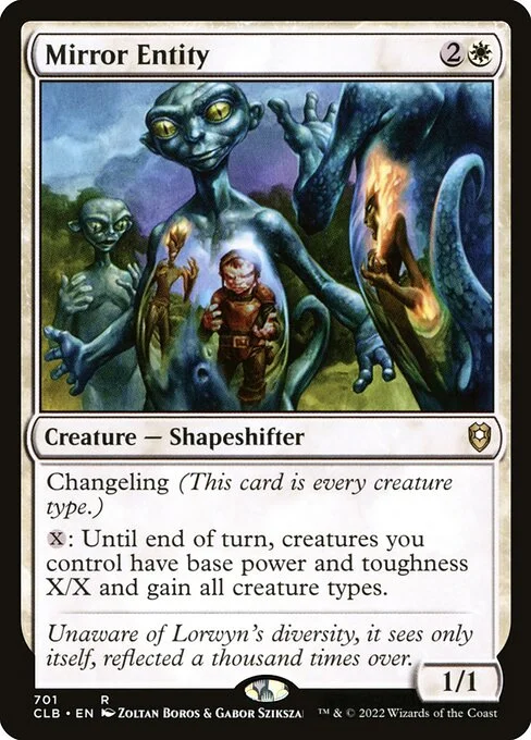 Mirror Entity, carta Magic di tipo Creature — Shapeshifter illustrata da Zoltan Boros & Gabor Szikszai