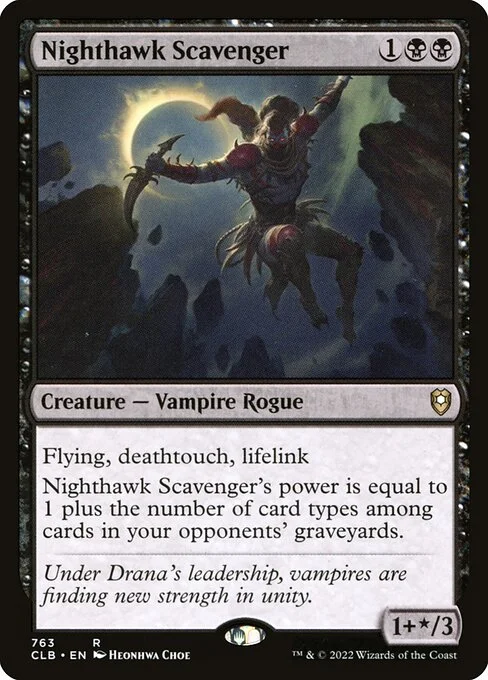 Nighthawk Scavenger, carta Magic di tipo Creature — Vampire Rogue illustrata da Heonhwa