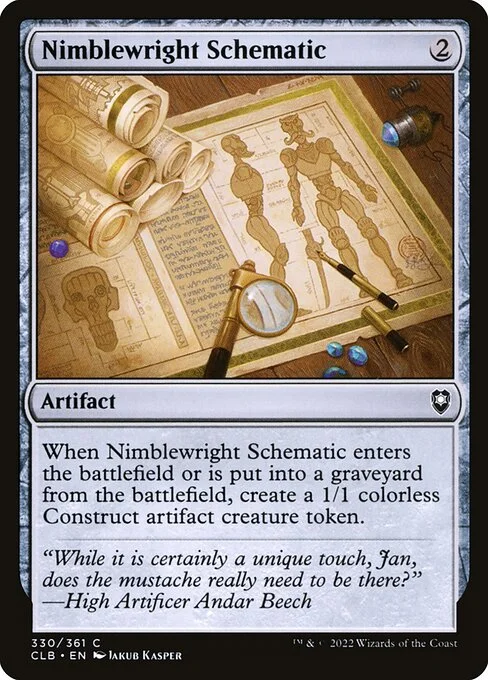 Nimblewright Schematic, carta Magic di tipo Artifact illustrata da Jakub Kasper