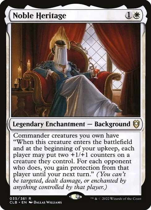 Noble Heritage, carta Magic di tipo Legendary Enchantment — Background illustrata da Dallas Williams