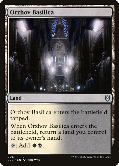 Orzhov Basilica, carta Magic di tipo Land illustrata da John Avon