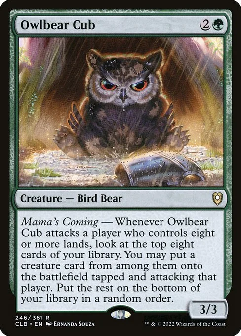 Owlbear Cub, carta Magic di tipo Creature — Bird Bear illustrata da Ernanda Souza