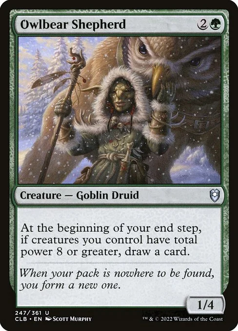 Owlbear Shepherd, carta Magic di tipo Creature — Goblin Druid illustrata da Scott Murphy