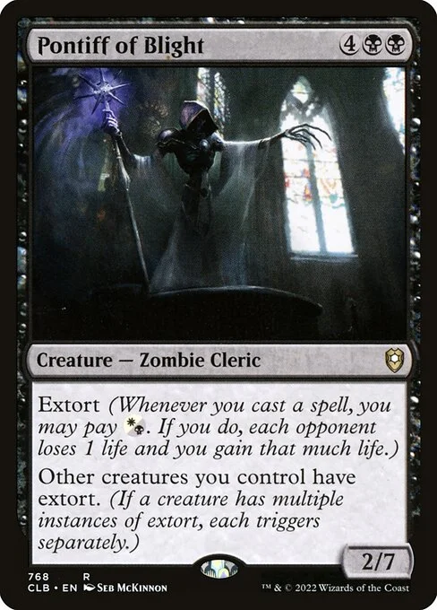 Pontiff of Blight, carta Magic di tipo Creature — Zombie Cleric illustrata da Seb McKinnon