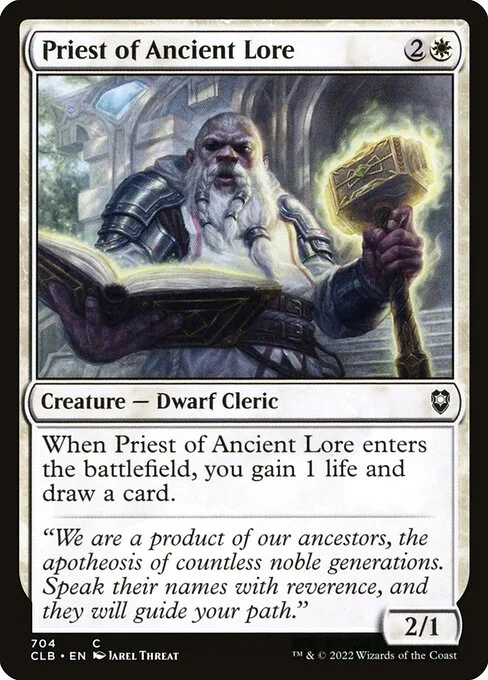 Priest of Ancient Lore, carta Magic di tipo Creature — Dwarf Cleric illustrata da Jarel Threat