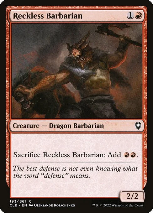 Reckless Barbarian, carta Magic di tipo Creature — Dragon Barbarian illustrata da Oleksandr Kozachenko