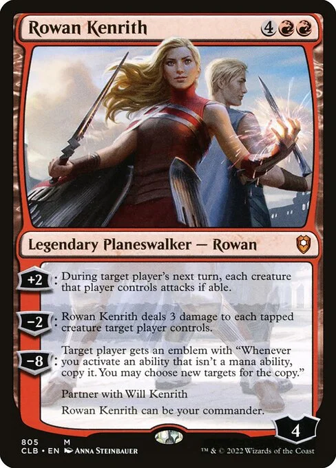 Rowan Kenrith, carta Magic di tipo Legendary Planeswalker — Rowan illustrata da Anna Steinbauer