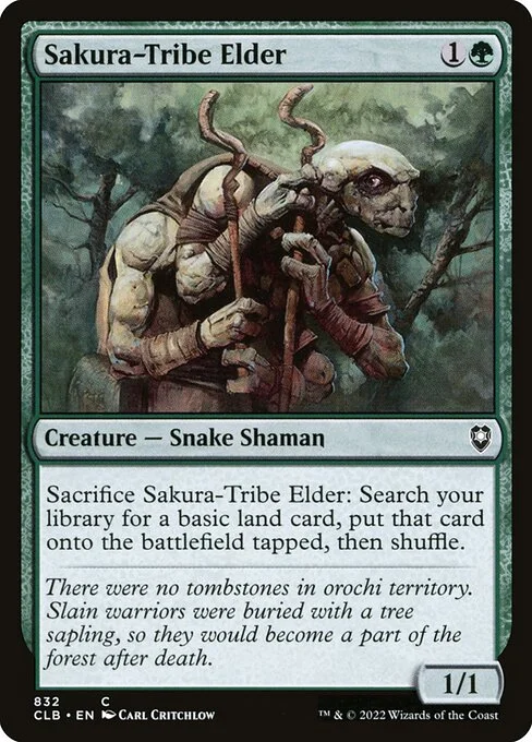 Sakura-Tribe Elder, carta Magic di tipo Creature — Snake Shaman illustrata da Carl Critchlow