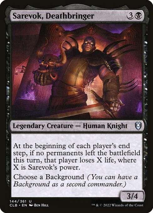Sarevok, Deathbringer, carta Magic di tipo Legendary Creature — Human Knight illustrata da Ben Hill