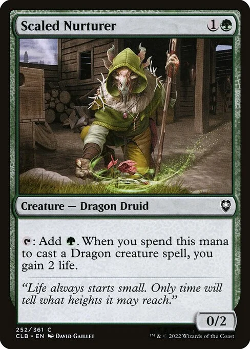 Scaled Nurturer, carta Magic di tipo Creature — Dragon Druid illustrata da David Gaillet