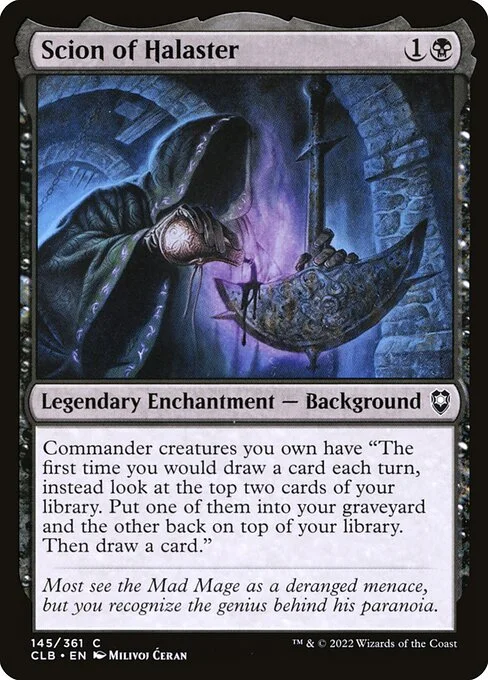 Scion of Halaster, carta Magic di tipo Legendary Enchantment — Background illustrata da Milivoj Ćeran