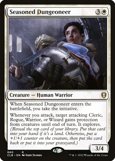 Seasoned Dungeoneer, carta Magic di tipo Creature — Human Warrior illustrata da John Stanko