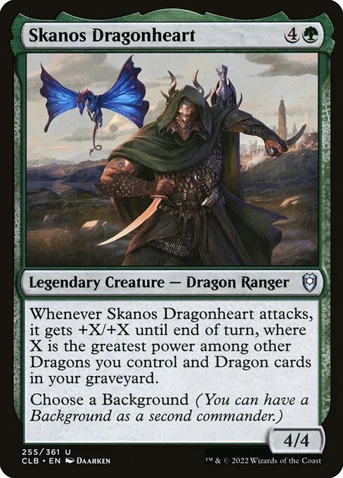 Skanos Dragonheart, carta Magic di tipo Legendary Creature — Dragon Ranger illustrata da Daarken