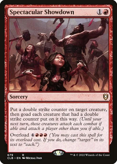 Spectacular Showdown, carta Magic di tipo Sorcery illustrata da Michal Ivan