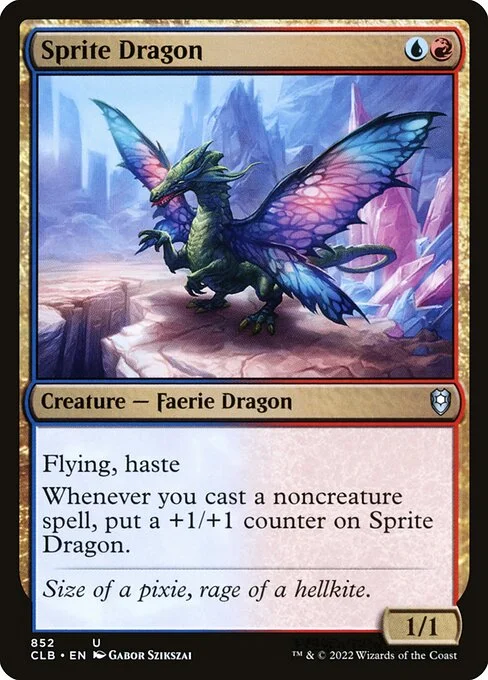 Sprite Dragon, carta Magic di tipo Creature — Faerie Dragon illustrata da Gabor Szikszai