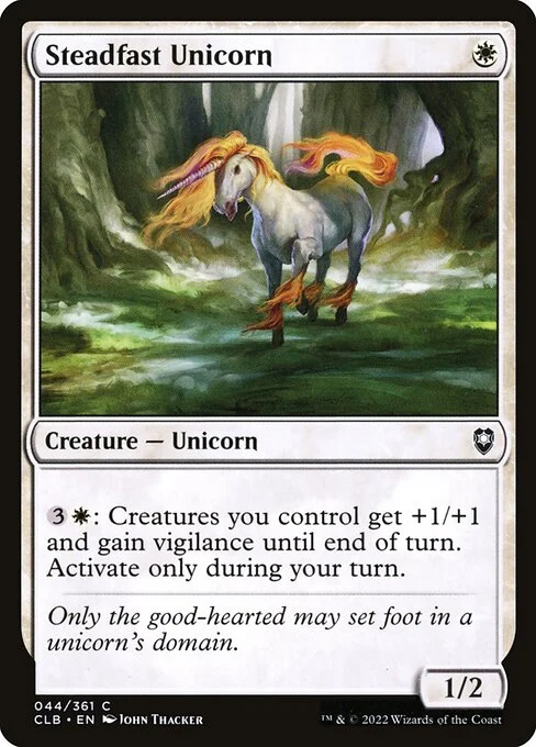 Steadfast Unicorn, carta Magic di tipo Creature — Unicorn illustrata da John Thacker