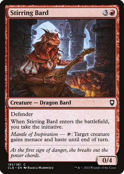 Stirring Bard, carta Magic di tipo Creature — Dragon Bard illustrata da Raluca Marinescu