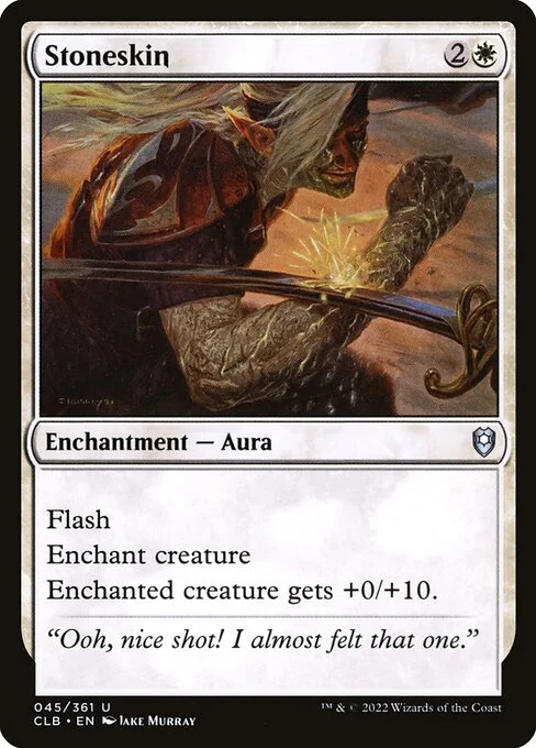 Stoneskin, carta Magic di tipo Enchantment — Aura illustrata da Jake Murray
