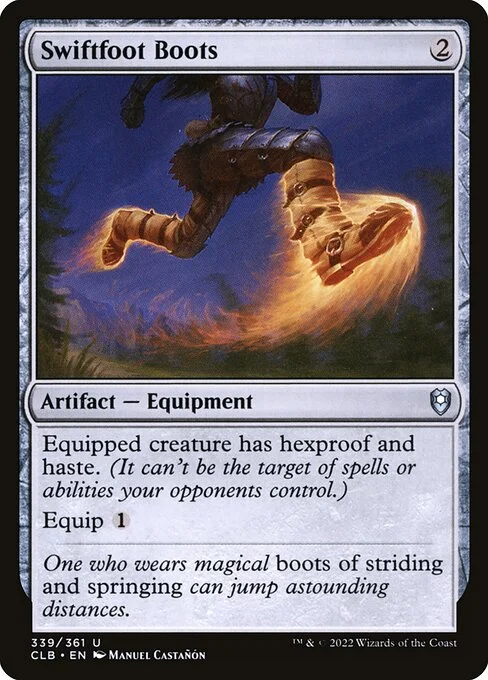Swiftfoot Boots, carta Magic di tipo Artifact — Equipment illustrata da Manuel Castañón