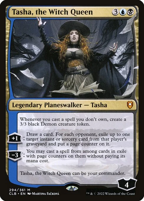 Tasha, the Witch Queen, carta Magic di tipo Legendary Planeswalker — Tasha illustrata da Martina Fačková