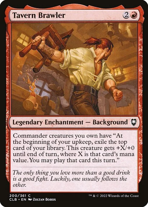 Tavern Brawler, carta Magic di tipo Legendary Enchantment — Background illustrata da Zoltan Boros