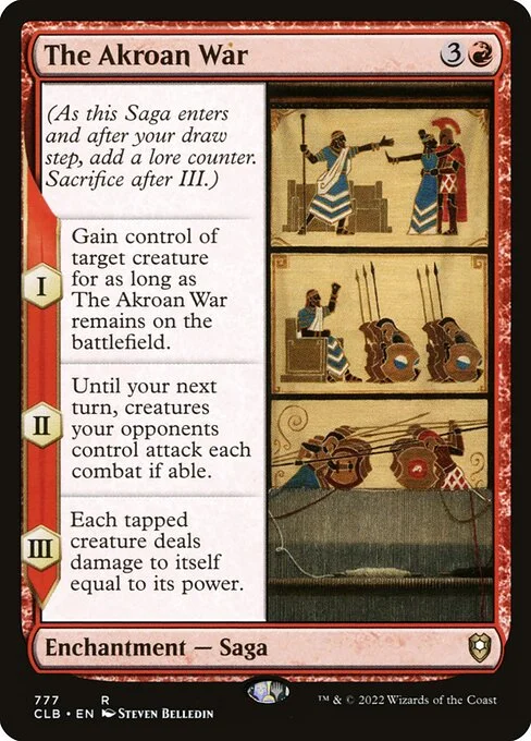 The Akroan War, carta Magic di tipo Enchantment — Saga illustrata da Steven Belledin