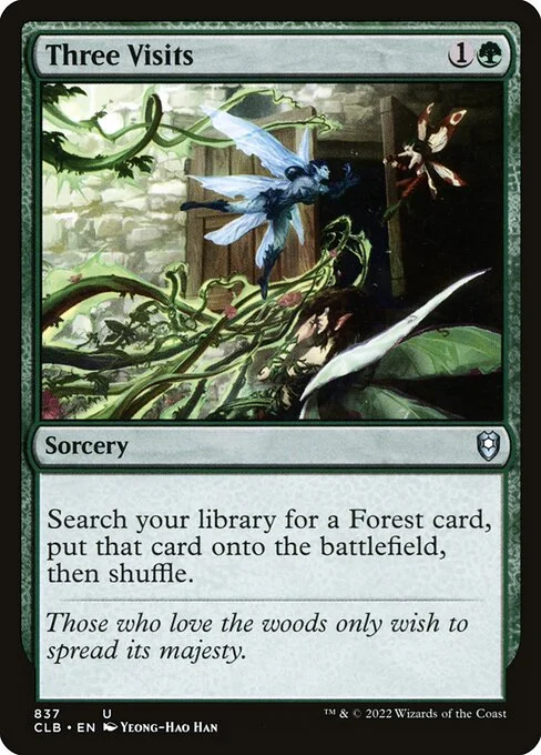 Three Visits, carta Magic di tipo Sorcery illustrata da Yeong-Hao Han