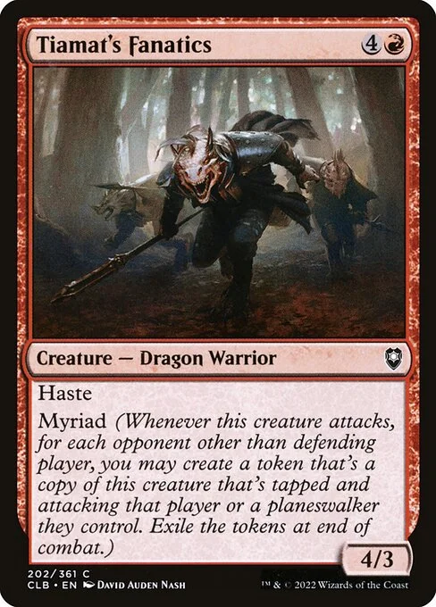 Tiamat's Fanatics, carta Magic di tipo Creature — Dragon Warrior illustrata da David Auden Nash