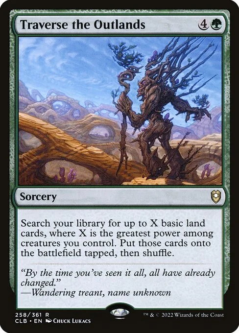 Traverse the Outlands, carta Magic di tipo Sorcery illustrata da Chuck Lukacs