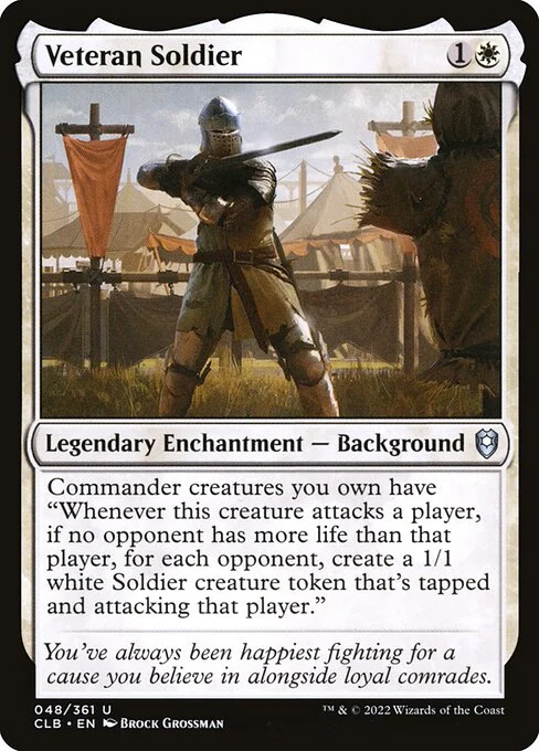 Veteran Soldier, carta Magic di tipo Legendary Enchantment — Background illustrata da Brock Grossman