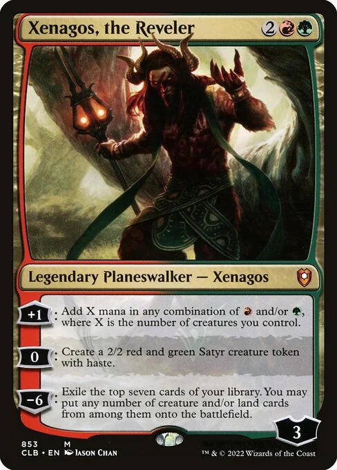 Xenagos, the Reveler, carta Magic di tipo Legendary Planeswalker — Xenagos illustrata da Jason Chan
