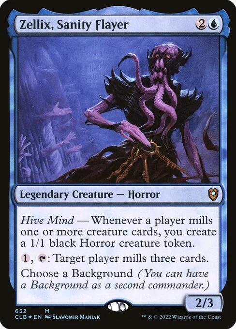 Zellix, Sanity Flayer, carta Magic di tipo Legendary Creature — Horror illustrata da Slawomir Maniak