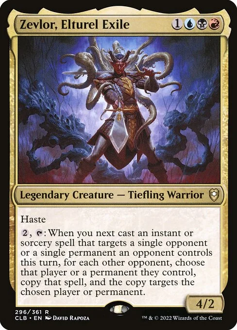 Zevlor, Elturel Exile, carta Magic di tipo Legendary Creature — Tiefling Warrior illustrata da David Rapoza